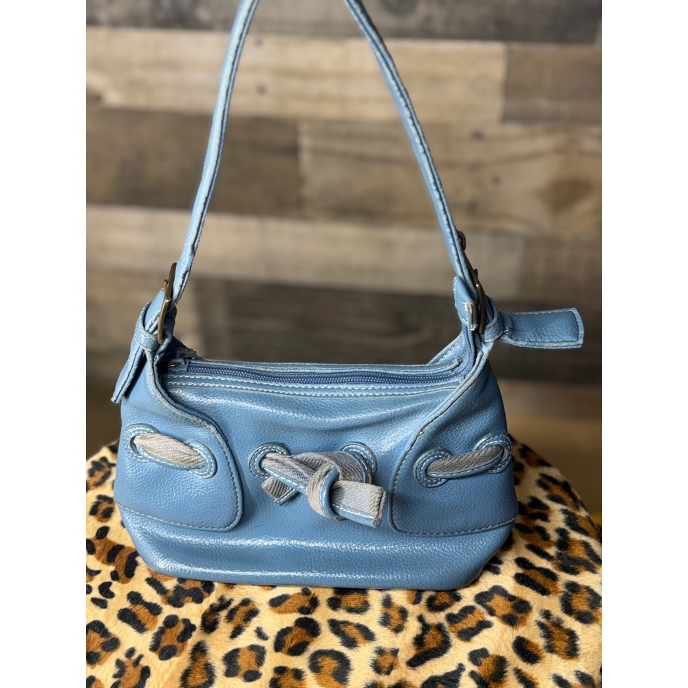 Nine&Co Faux Leather Shoulder Bag Knotted Bow Detail Y2K Baguette Purse